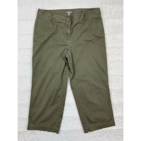 J. Jill Pants - J Jill Womens Chinos Pants 16 Stretch Green Khaki Cotton Straight Leg